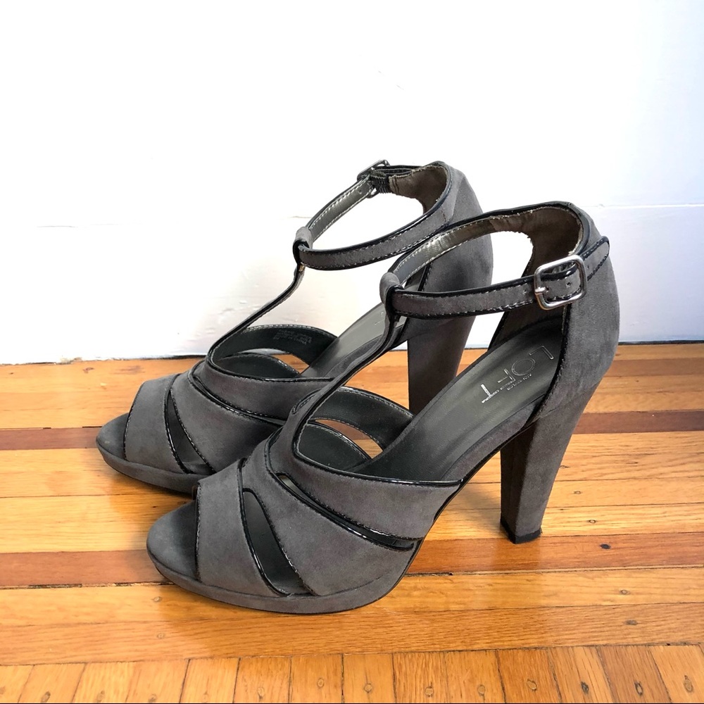 Ann Taylor Loft T Strap Suede Heels - size 8